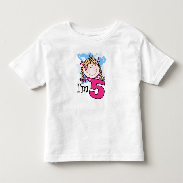 Blonde Girl I'm Five Toddler T-Shirt (Front)