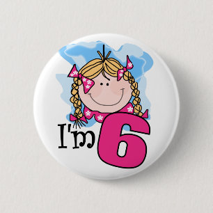 Blonde Girl I'm Six 6 Cm Round Badge