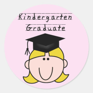 Blonde Girl Kindergarten Graduate Classic Round Sticker