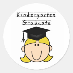 Blonde Girl Kindergarten Graduate Classic Round Sticker