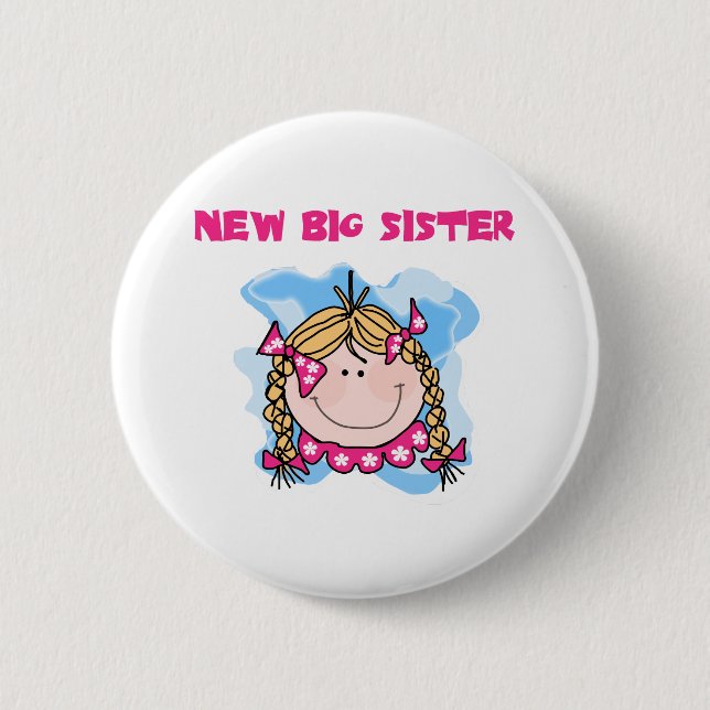Blonde Girl New Big Sister 6 Cm Round Badge (Front)