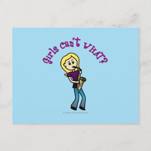 Blonde Girl Playing Saxophone Postcard