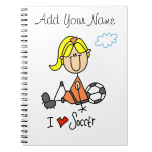 Blonde Girl Stick Figure I Love Soccer Gifts Notebook