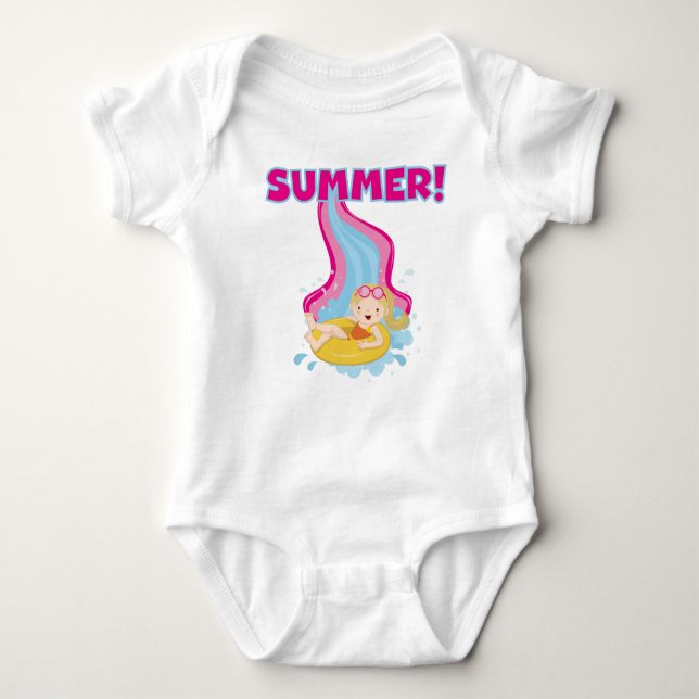 Blonde Girl Summer Baby Bodysuit (Front)
