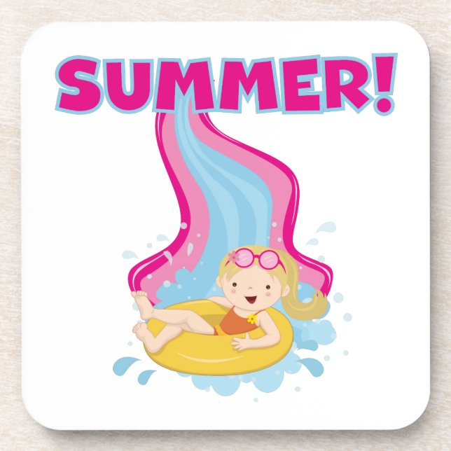 Blonde Girl Summer Coaster (Front)