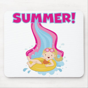 Blonde Girl Summer Mouse Pad