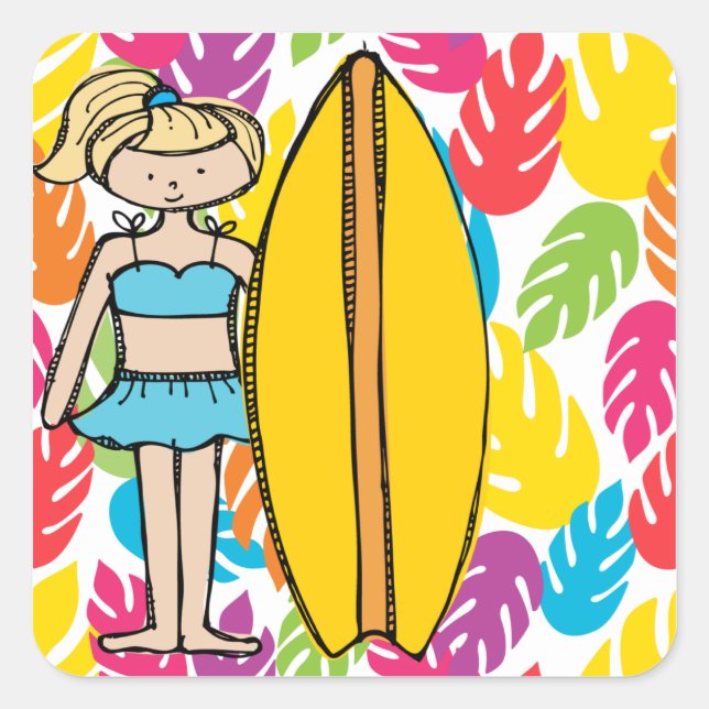 Blonde Girl Surfer Stickers (Front)