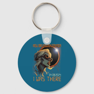 Blonde Girl Total Solar Eclipse 2024 New Brunswick Key Ring