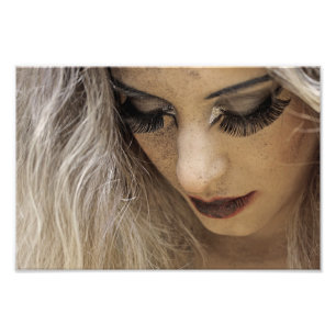 Blonde Girl with Beautiful Eye Lashes Photo Print