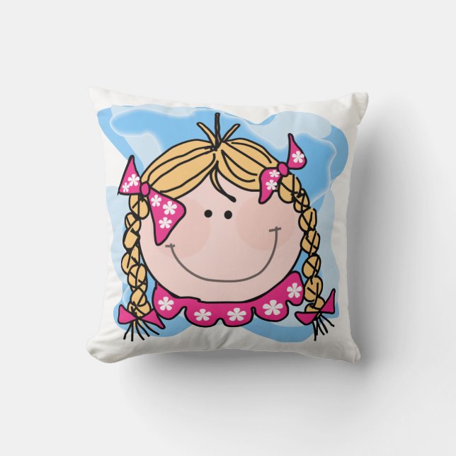 Blonde Girl With Braids Pillow (Front)