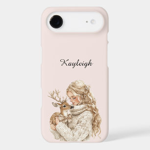 Blonde Girl with Deer Christmas