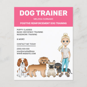 Blonde Girl With Dogs Personalizable Dog Trainer Flyer