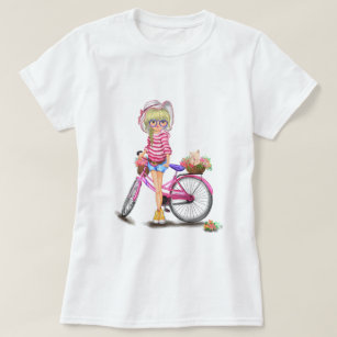 Blonde Girl with Pink Bike T-Shirt