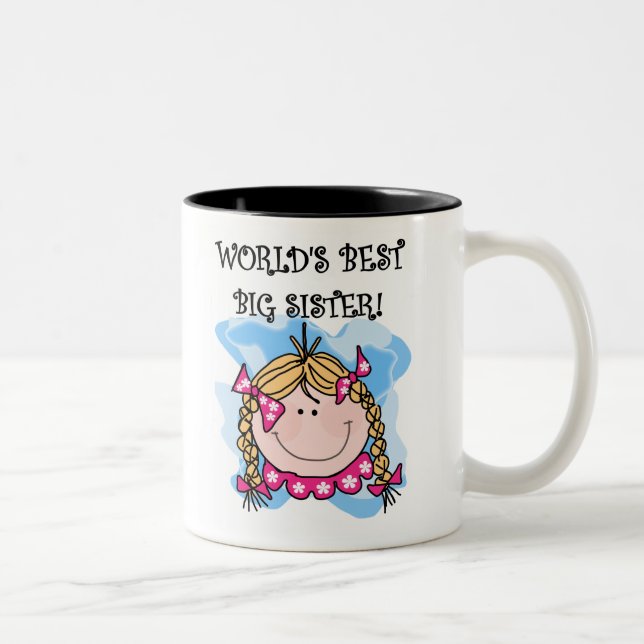 Blonde Girl World's Best Big Sister Two-Tone Coffee Mug (Right)
