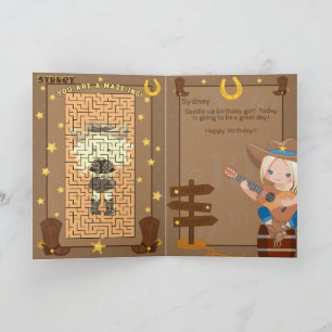 Blonde Girls A-Maze-ing Cowgirl Birthday Card