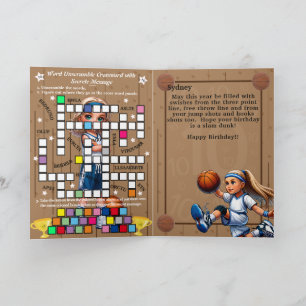 Blonde Girls Basketball Secret Message Birthday Card