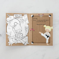 Blonde Girls Karate Colouring Page Happy Birthday