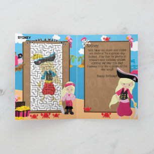 Blonde Girls Pirate You are A-Maze-ing Birthday Card