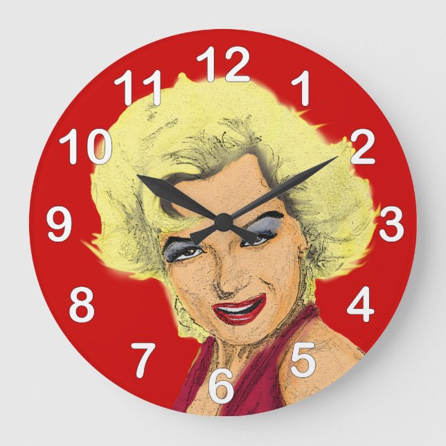 Blonde Glamour Girl Large Clock (Front)