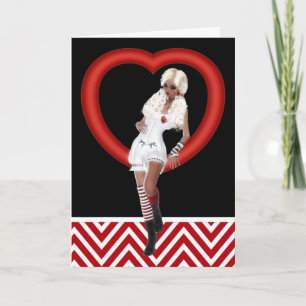 Blonde Gothic Heart Girl Valentine's Day Card