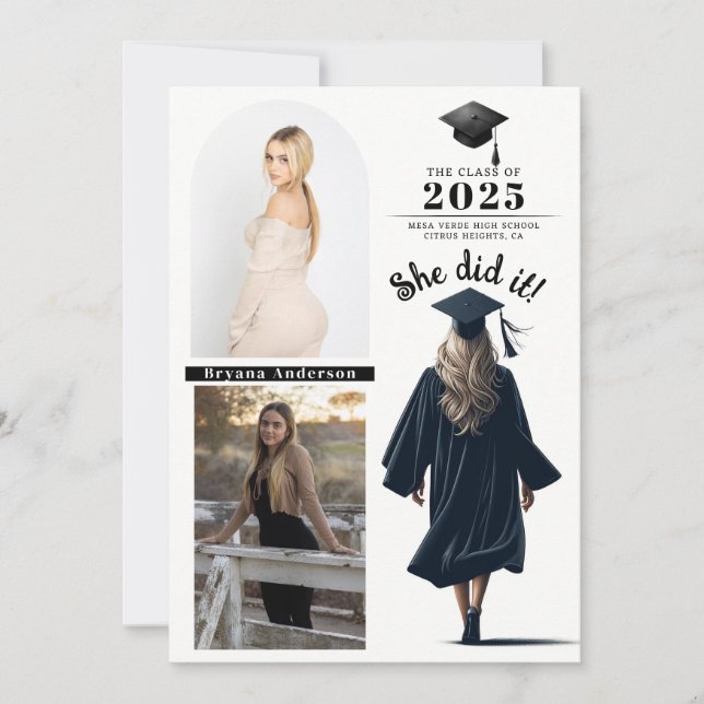 Blonde Grad Girl Graduation Photo Announcement  (Front)