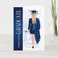 Blonde Hair Blue Cap and Gown Female Graduate