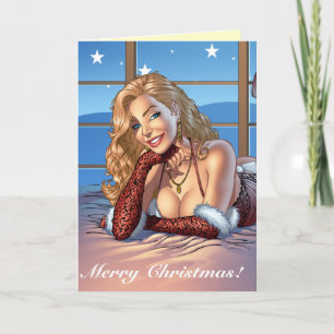 Blonde Hair, Blue Eyed Beauty Illustration - Al Holiday Card