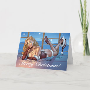 Blonde Hair, Blue Eyed Beauty Illustration - Al Holiday Card