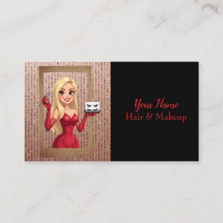 Blonde Hair Elegant Lady And Gold Beauty Business Card