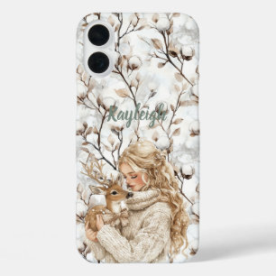 Blonde Hair Girl with Deer   iPhone 16 Plus Case