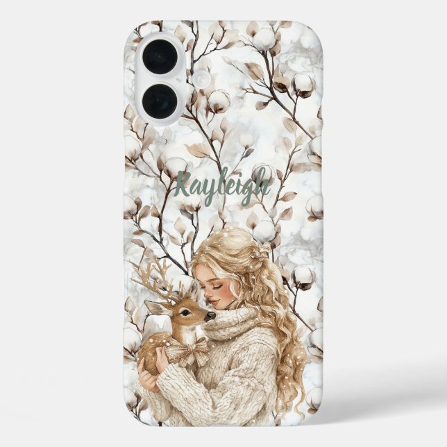 Blonde Hair Girl with Deer   Case-Mate iPhone Case (Back)