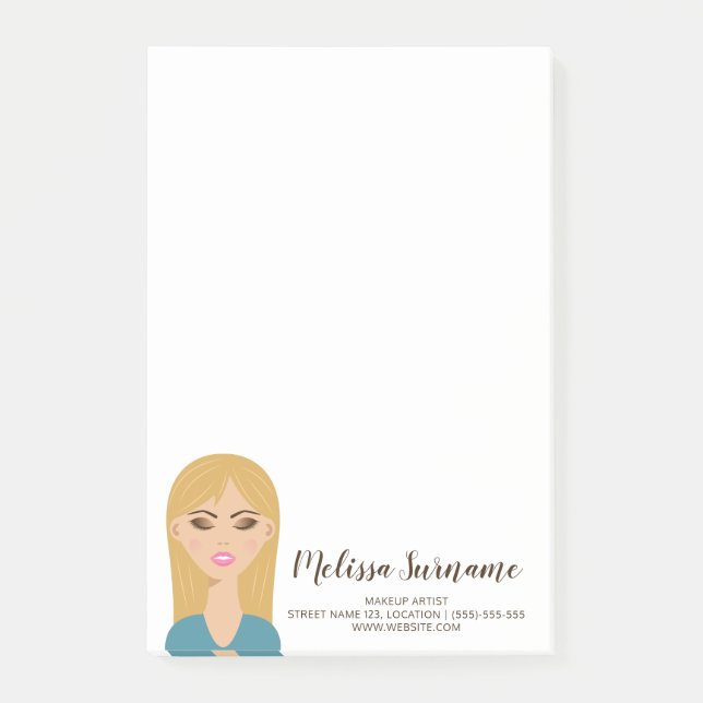 Blonde Hair Girl With Makeup Custom Makeup Artist Post-it Notes (Front)