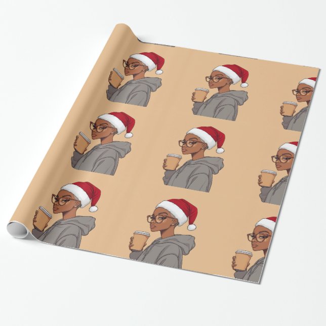Blonde Hair + Latte Holiday Wrapping Paper (Unrolled)
