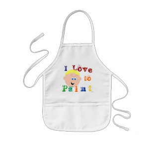 Blonde Hair Little Boys Painting Kids Apron