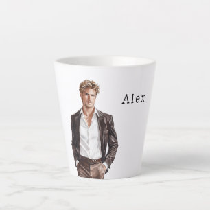 Blonde Hair Man Brown Jacket Latte Mug