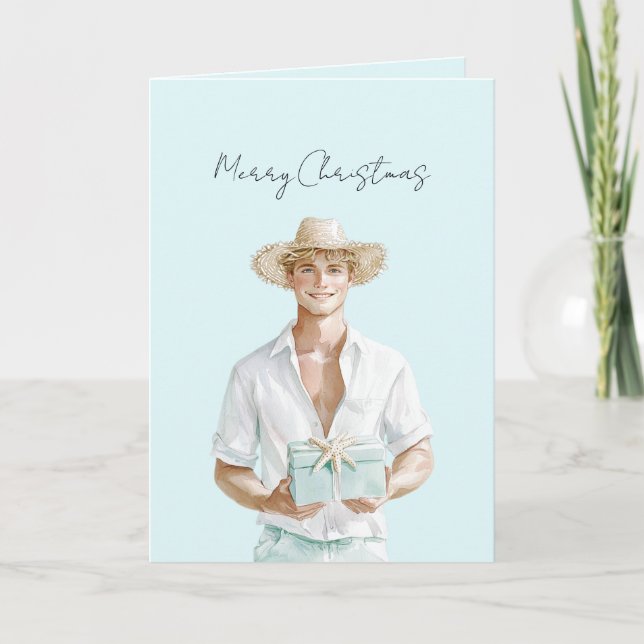 Blonde Hair Man Christmas   Card (Front)