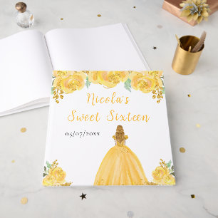 Blonde Hair Princess Gold Sweet 16 Guest Book