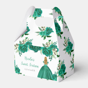 Blonde Hair Princess Green Floral Sweet Sixteen Favour Box