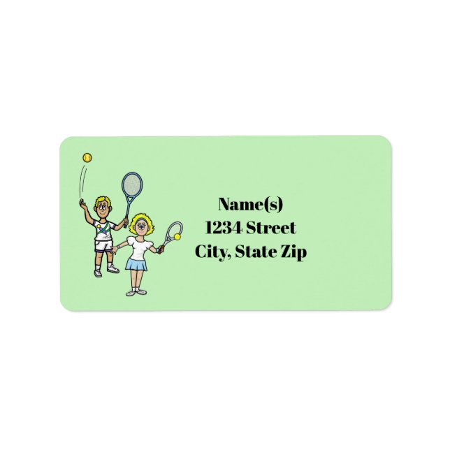 Blonde Hair Tennis Couple Address Labels (Front)