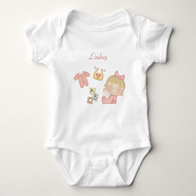 Blonde Haired Baby Girl - ABC's Baby Bodysuit (Front)