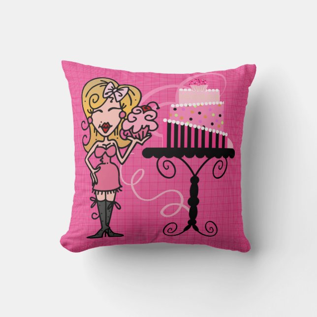 Blonde Haired Baker Pillow (Front)