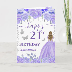 Blonde Haired Princess Purple Dress Birthday Card