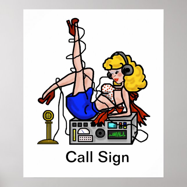 Blonde Ham Radio Pin-up Girl Poster  Customise It! (Front)