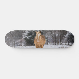Blonde Horse Walk In The Snow Skateboard