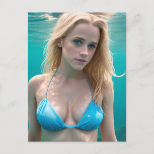 Blonde in a Bikini Underwater Photo Postcard