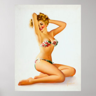 Blonde in bikini pin up poster