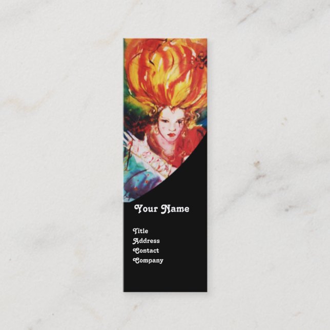 BLONDE IN RED Monogram Beauty ,Makeup, Hair Salon Mini Business Card (Front)