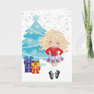 Blonde Irish Dancer Winter Christmas Holiday Card