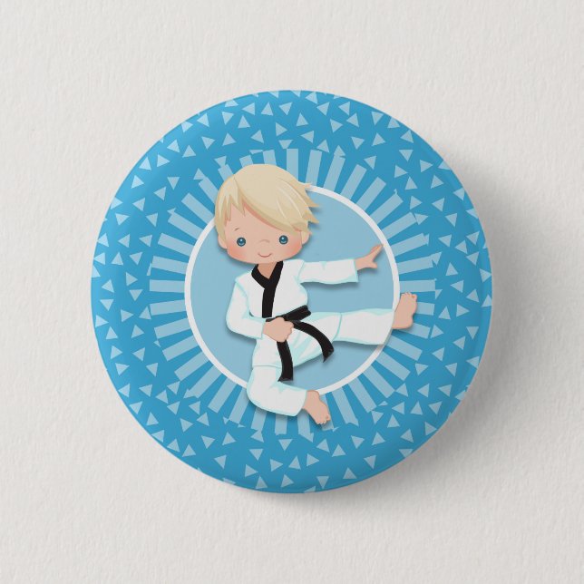 Blonde Karate Boy Judo Martial Arts 6 Cm Round Badge (Front)