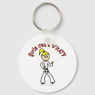 Blonde Karate Girl Key Ring